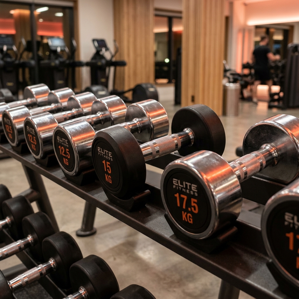 Premium dumbbell stacks at IronPulse